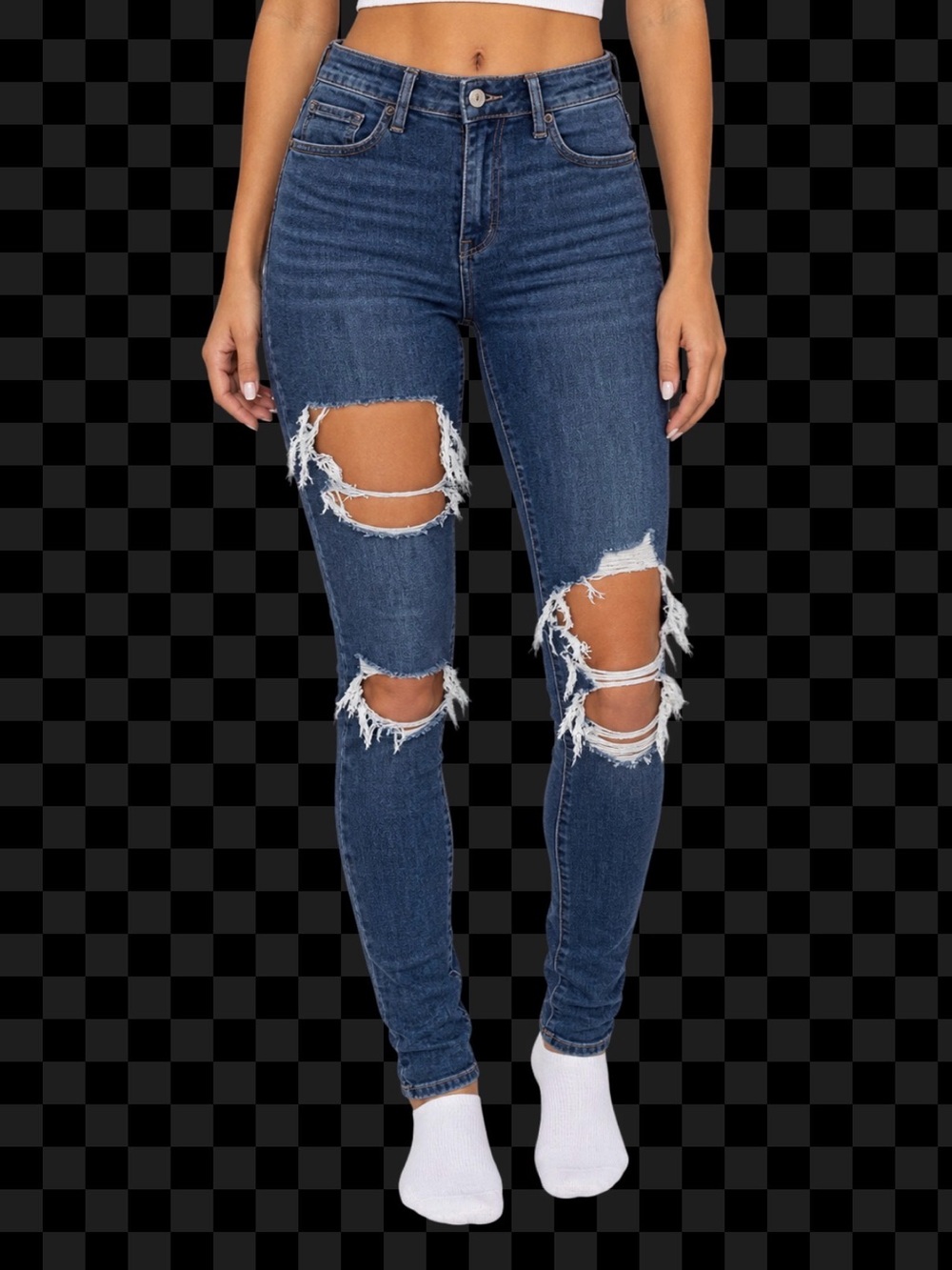 American eagle High-Rise Distressed Skinny Jeans - Dark Blue